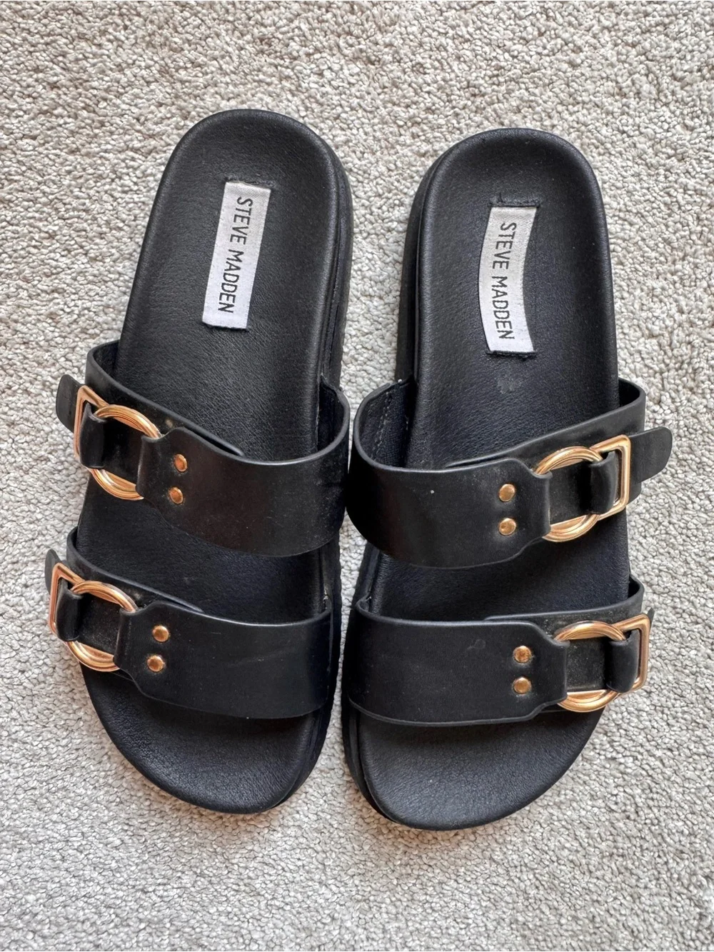 Steve Madden Hanni sandals black/gold 8